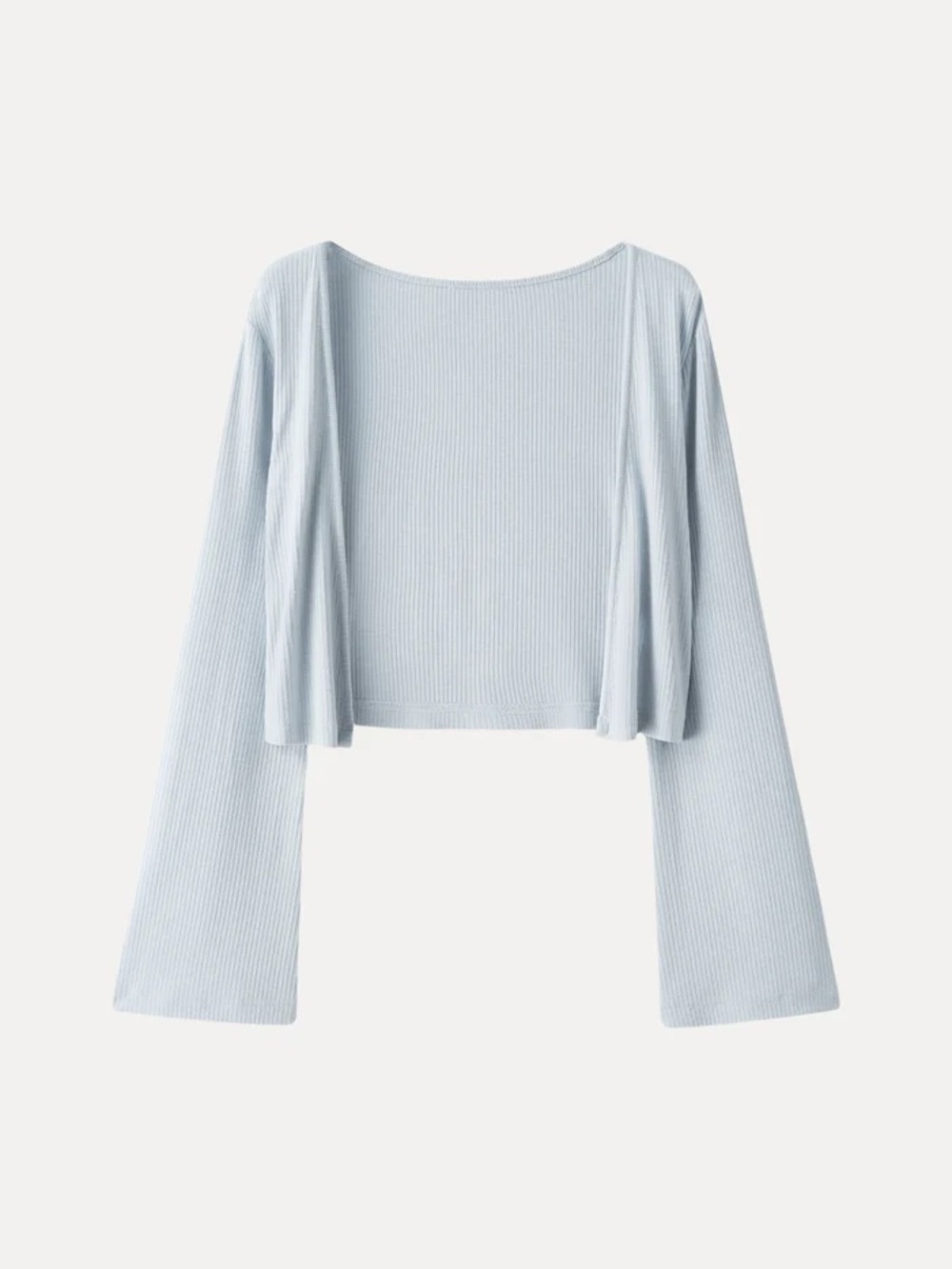 NWT OGL Wool Blend Soft Bell Sleeve Cropped Cardigan in Salt Blue